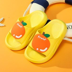 Vibrant Orange Fruit Kids' Slides | Yellow Non-Slip Summer Footwear