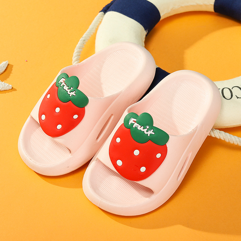 Adorable Strawberry Print Kids' Slides | Pink Non-Slip Summer Footwear